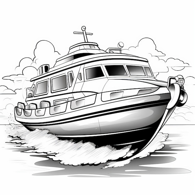 Cartoon Style Hovercraft Sailing On Calm Waters