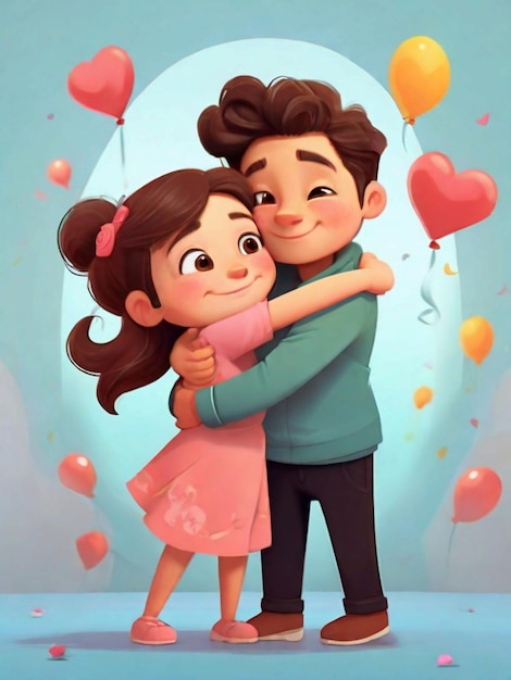 Cartoon style hugging day celebration