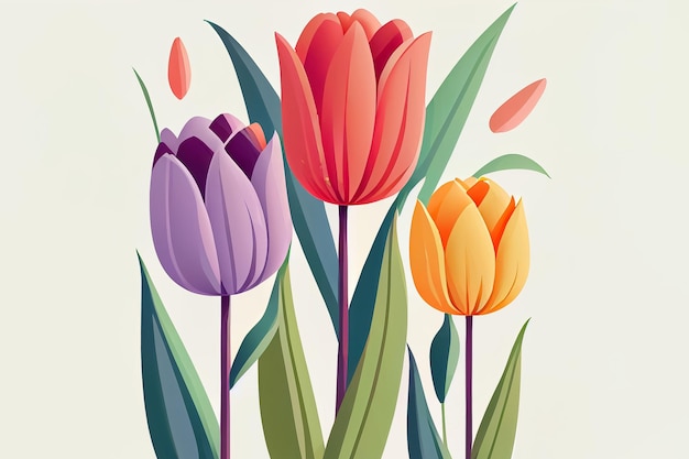 Cartoon style illustration of flowers for congratulation to women's Day or mother's day AI