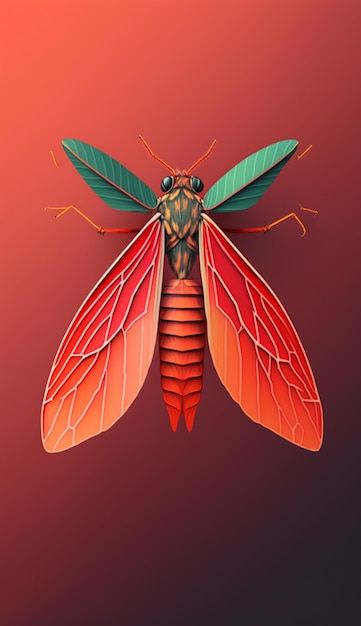 Photo a cartoon style illustration of a fly with a red background.