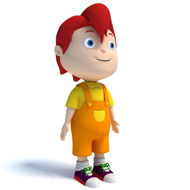 Photo cartoon style kid 3d rendering on white background