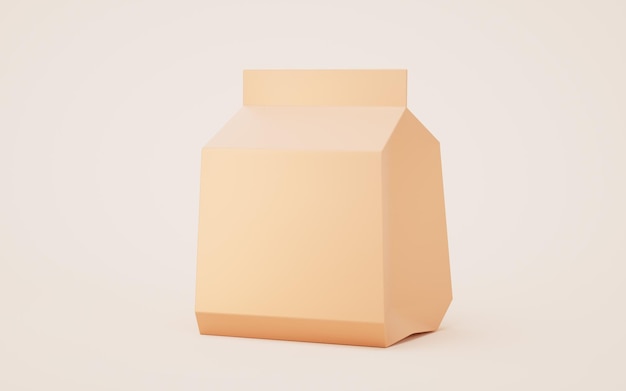 Бумажная сумка в стиле мультфильма 3D-рендеринг