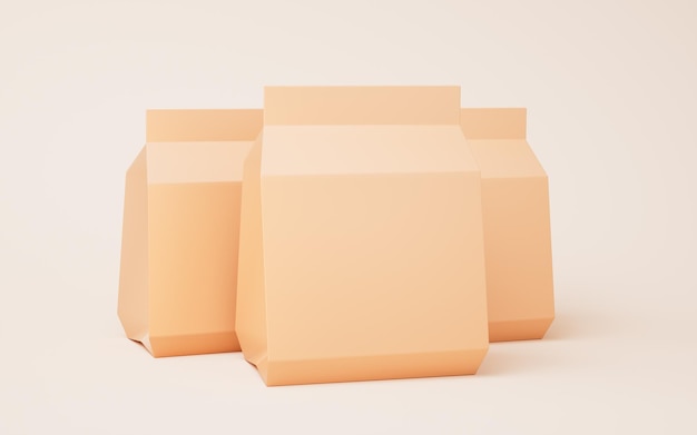 Бумажная сумка в стиле мультфильма 3D-рендеринг
