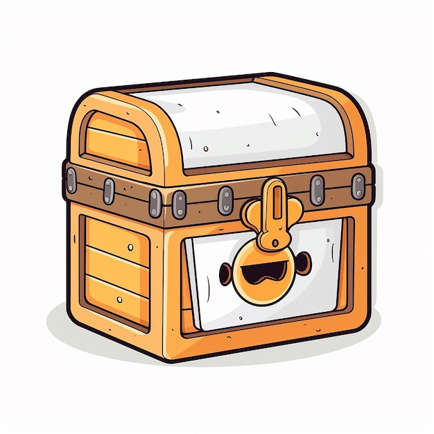 Cartoon Style Secret Treasure Chest HandDrawn