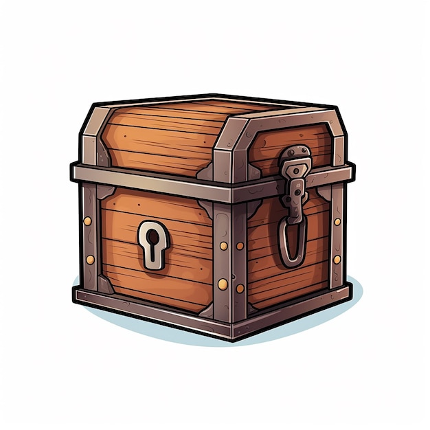 Cartoon Style Secret Treasure Chest HandDrawn