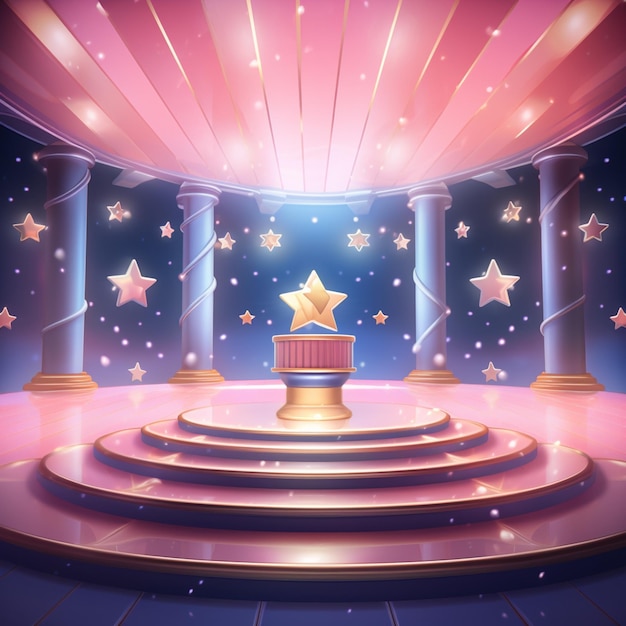 A cartoon style stage with a podium and stars generative ai