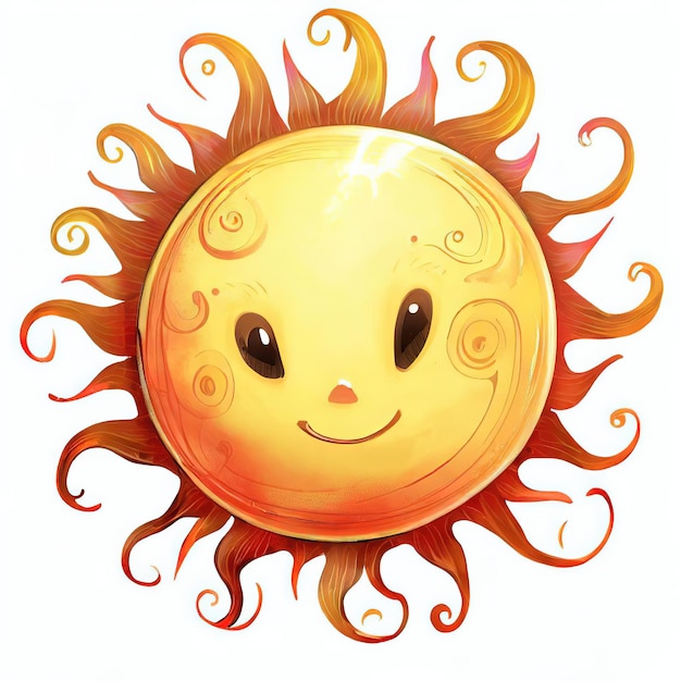 A cartoon sun with a smiley face on it