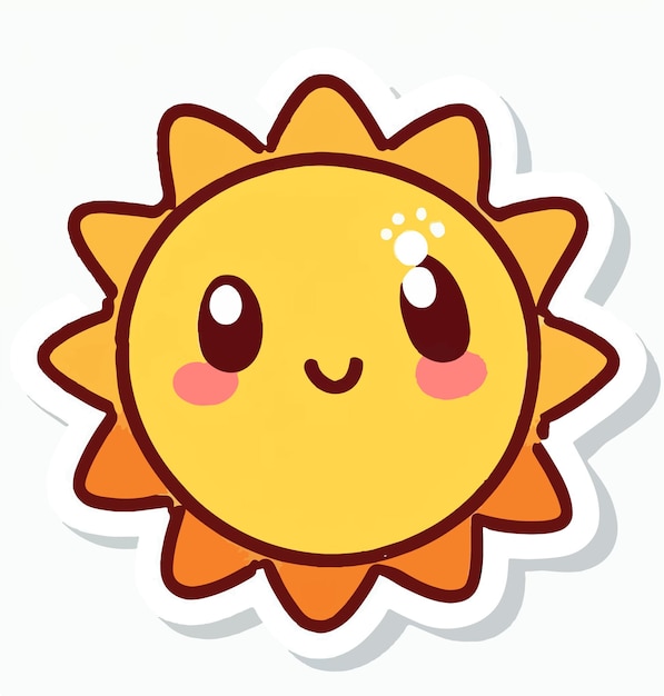 A cartoon sun with a yellow face and a red and orange sun on the bottom.