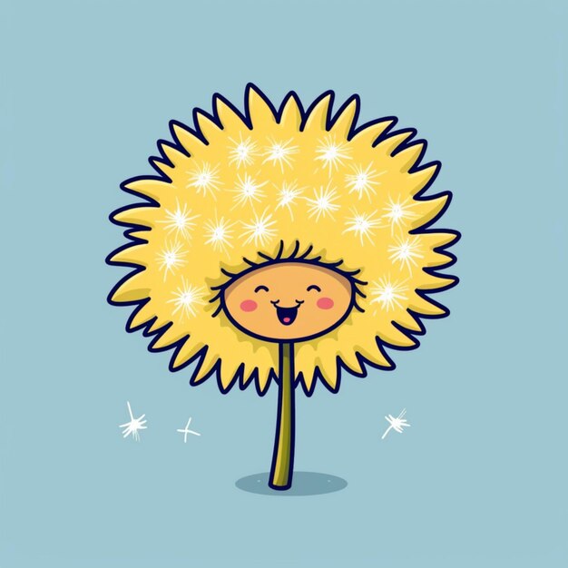 A cartoon of a sunflower with a face and a smile on it