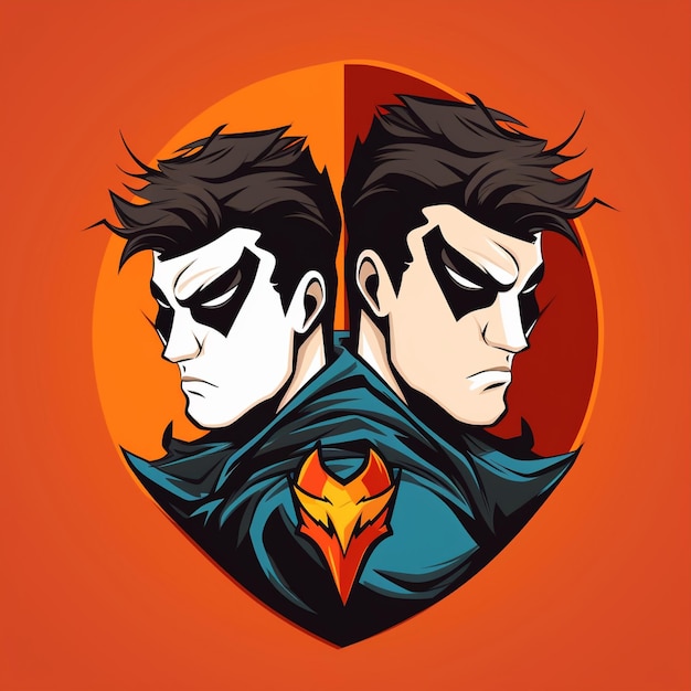 Cartoon superhero logo for a gaming brand