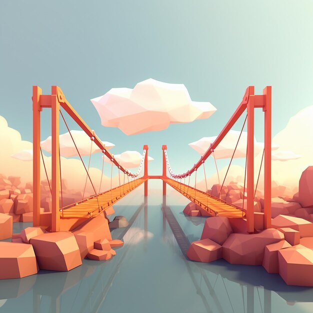 Мультфильм Подвесной мост 3D модель