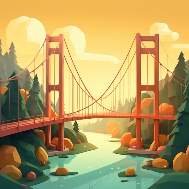 Cartoon Suspension Bridge 3D