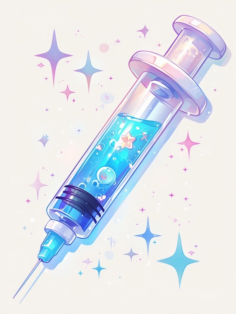 Photo cartoon syringe medicines means for medicine high quality photo created ai