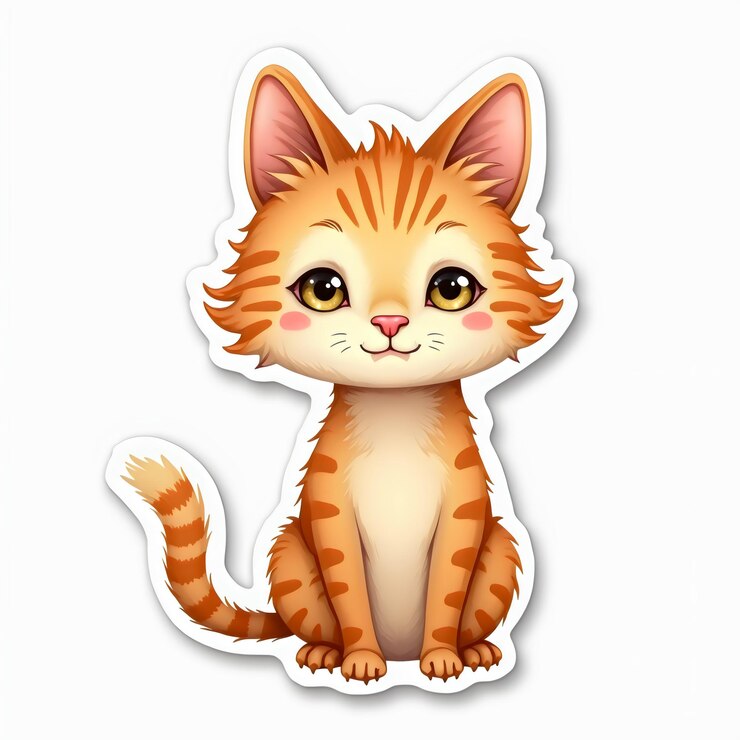 Photo a cartoon tabby cat with a white background