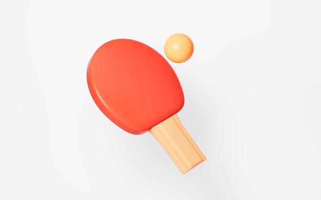Cartoon table tennis in the white background 3d rendering Digital drawing