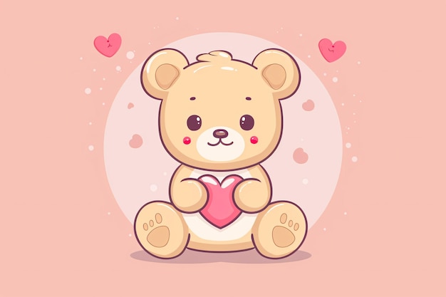 Photo a cartoon of a teddy bear holding a heart