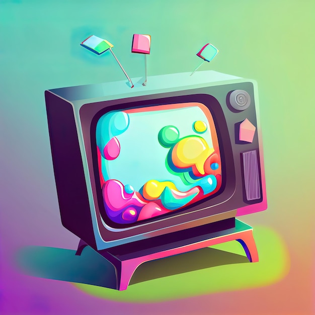 Cartoon television or monitor 2D drawing