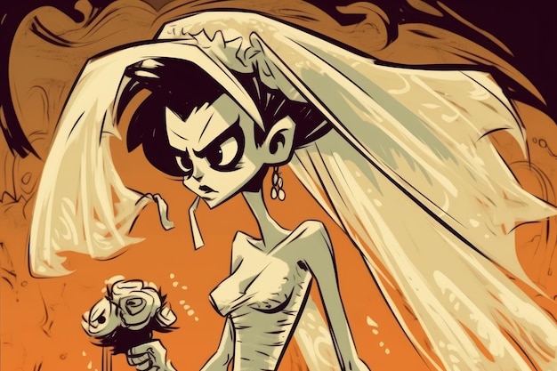 Cartoon of the terrifying bride