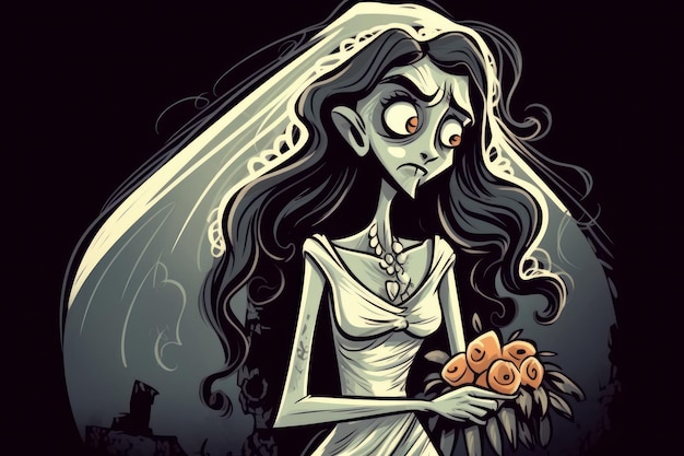 Photo cartoon of the terrifying bride