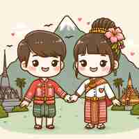 Photo cartoon thai kids illustration