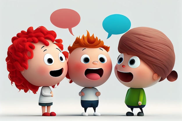 A cartoon of three children with speech bubbles saying'i love you '