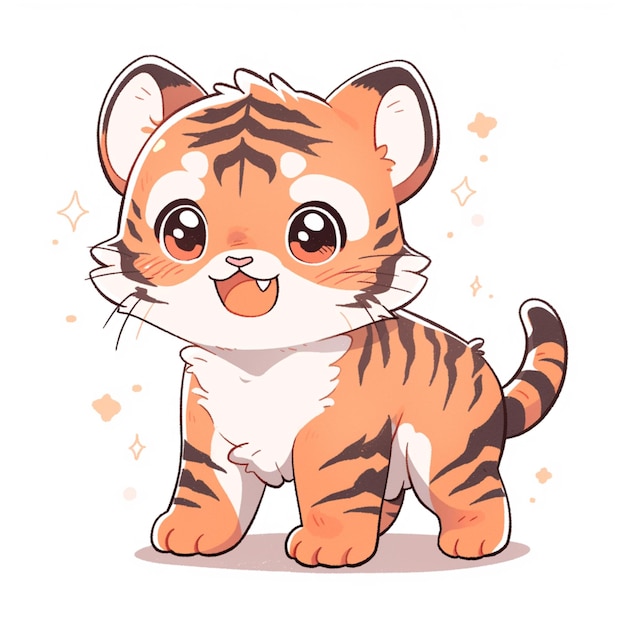 cartoon tiger cub with a smile on his face generative ai