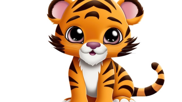 A cartoon tiger cub with a white background