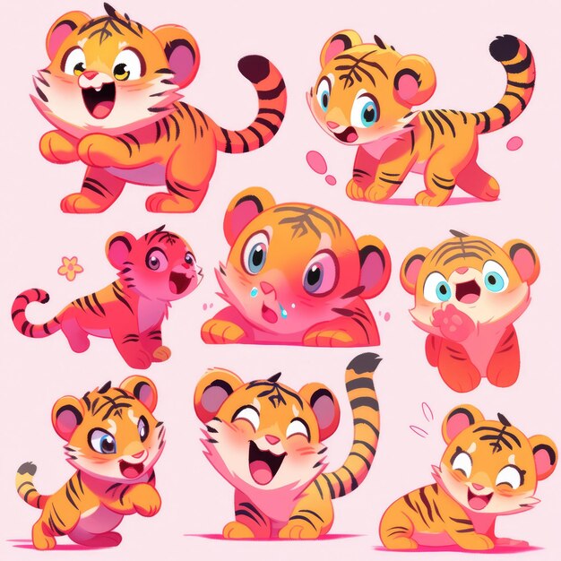 cartoon tiger in pink