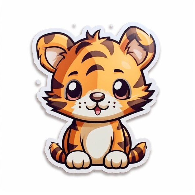 cartoon tiger sitting on the ground with eyes closed generative ai