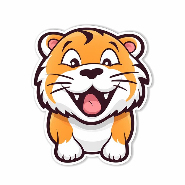 Photo a cartoon tiger sticker isolated on white background