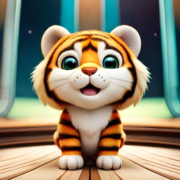 A cartoon tiger that is on a stage