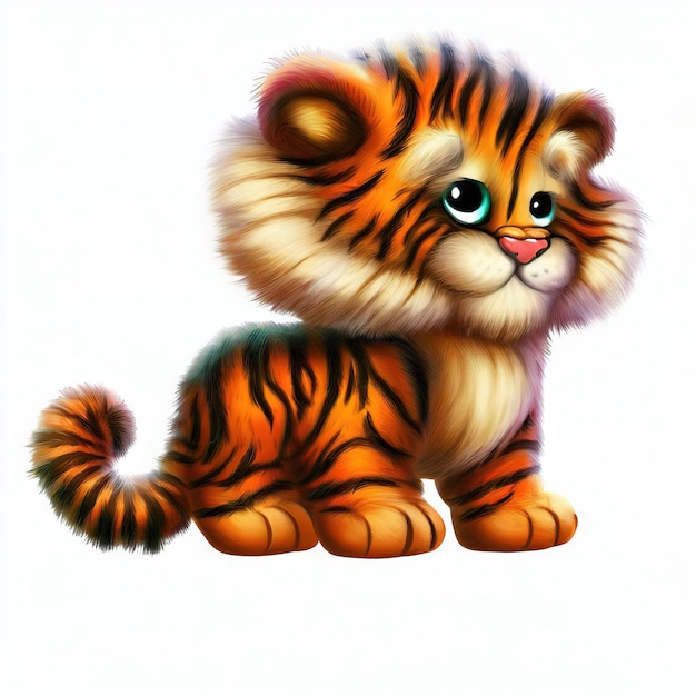 A cartoon tiger that is on a white background