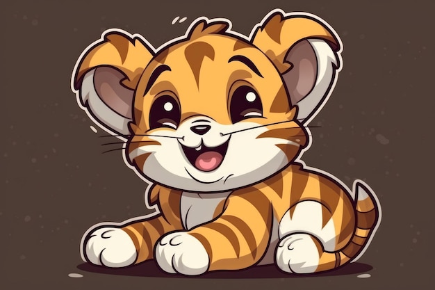 A cartoon tiger with a black and white stripe design.