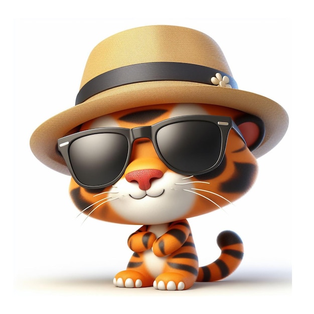 cartoon tiger with sunglasses vector icon