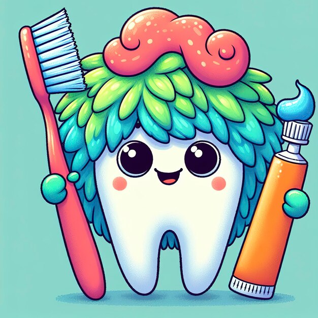 Photo cartoon tooth monster design