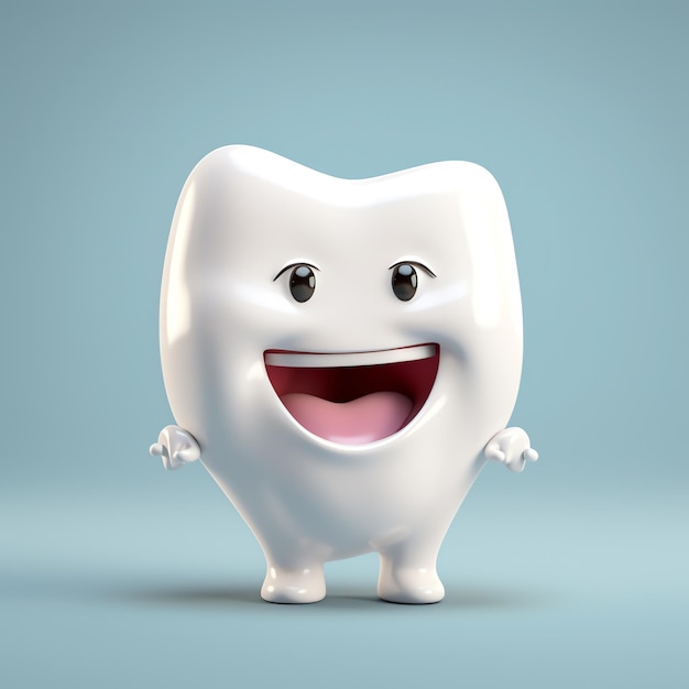 A cartoon tooth with a smile
