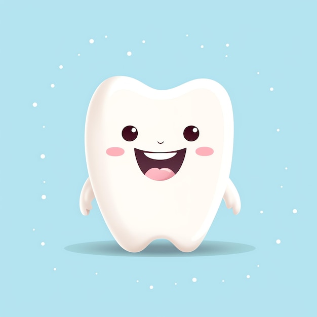 Photo a cartoon tooth with a smiling face