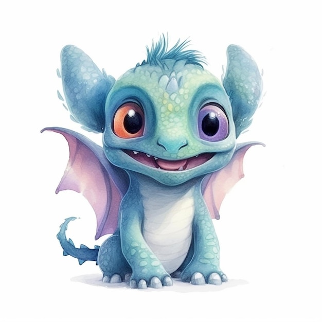 A cartoon toothless dragon with a big smile on its face.