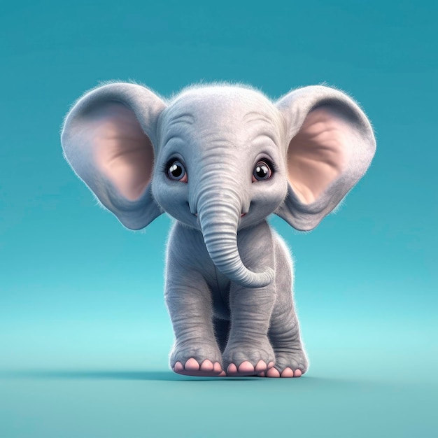 Cartoon toy character cute elephant 3d illustration isolated Baby elephant toy print