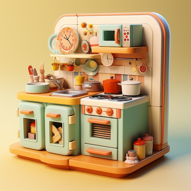 Cartoon Toy Kitchen Sets 3d