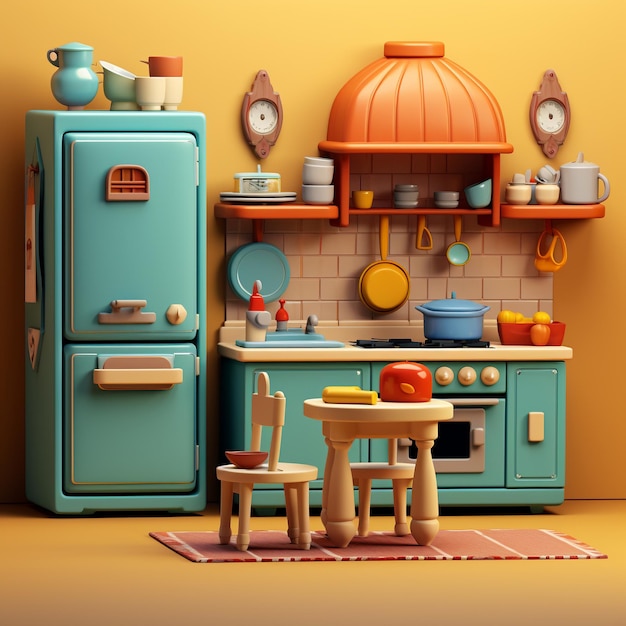 Cartoon Toy Kitchen Sets 3d