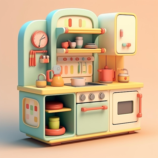 Cartoon Toy Kitchen Sets 3d