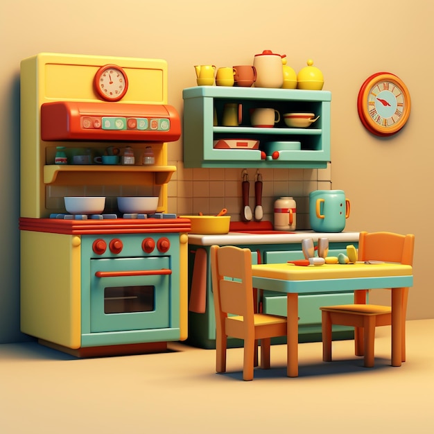 Cartoon Toy Kitchen Sets 3d