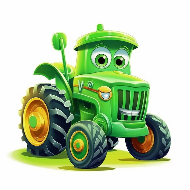 Cartoon tractor met grote wielen en grote banden generatieve ai