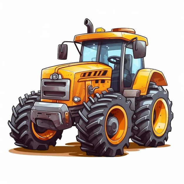 Cartoon tractor with big tires generative ai