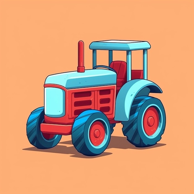 Cartoon tractor with a flat body and red tires generative ai