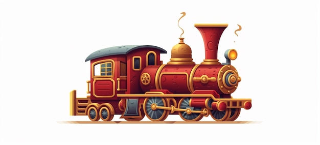 Premium AI Image  cartoon train with a red engine and yellow caboose  generative ai