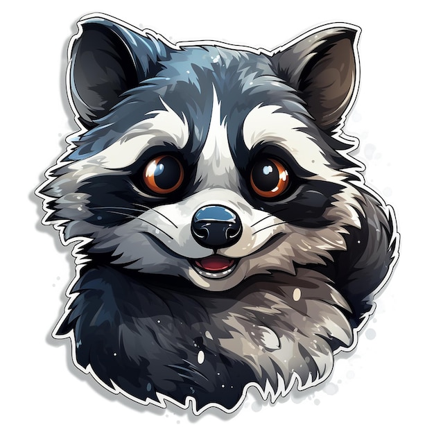 A cartoon trash panda smiling big eyes