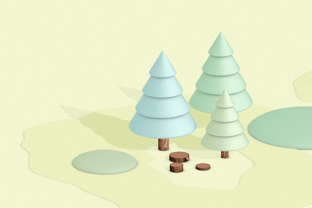 사진 숲을 는 만화 나무 3d 만화 렌더링 컴퓨터 디지털 드로잉