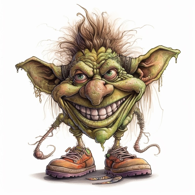 cartoon of a troll with a pair of shoes and a pair of shoes generative ai